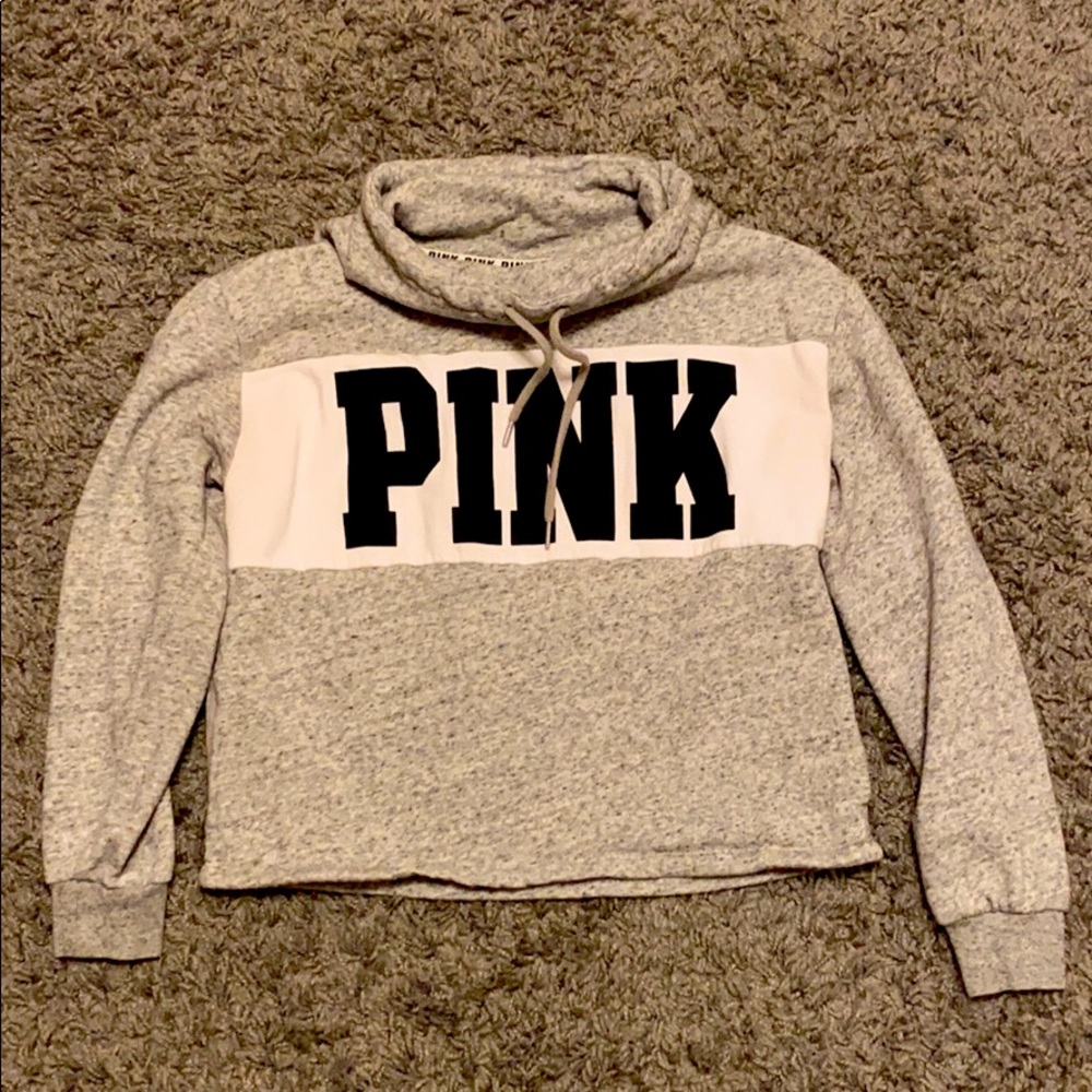 Grey PINK Mock-neck Sweatshirt